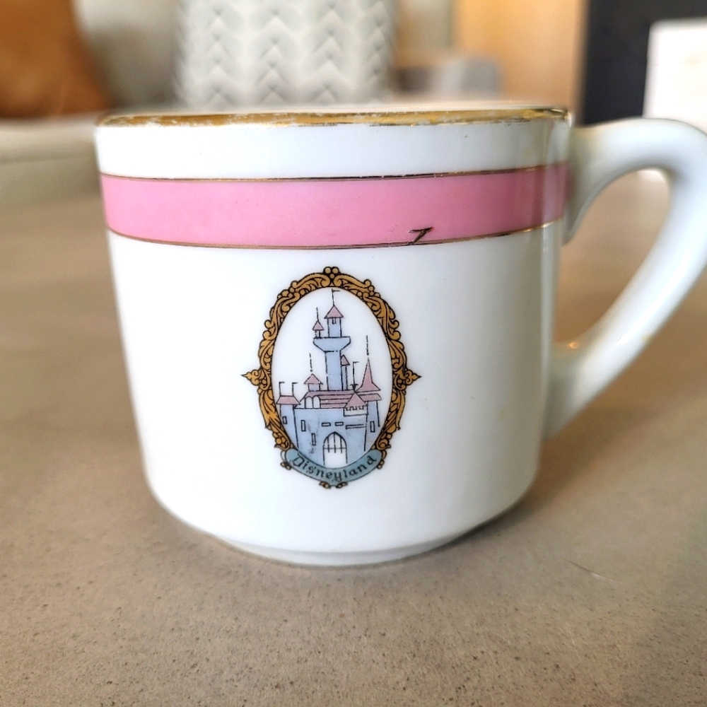Vtg. Disneyland Pink and White Mug